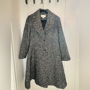 Micheal Kors Black/White Tweed Full Length Jacket Size Small